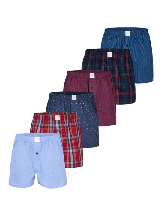 Foto van product MG-1 Boxershorts 'Classics' marine / lichtblauw / rood / wijnrood