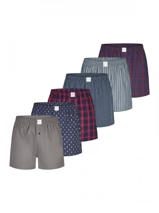 Foto van product MG-1 Boxershorts 'Classics' marine / taupe / rood