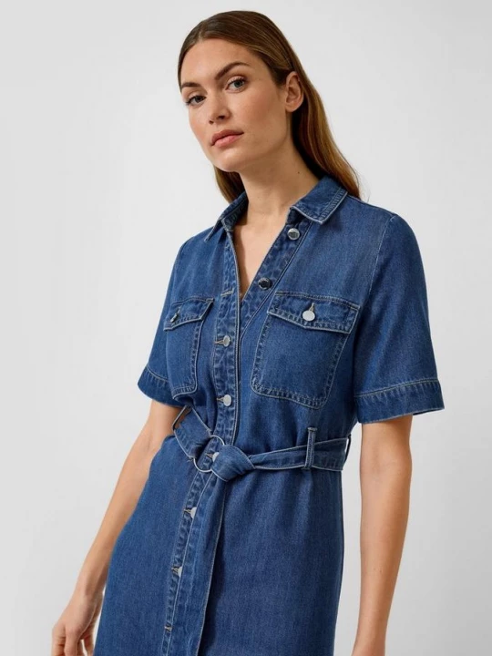 Foto van product Midi-jeansjurk met overhemdkraag en riem s.Oliver blauw