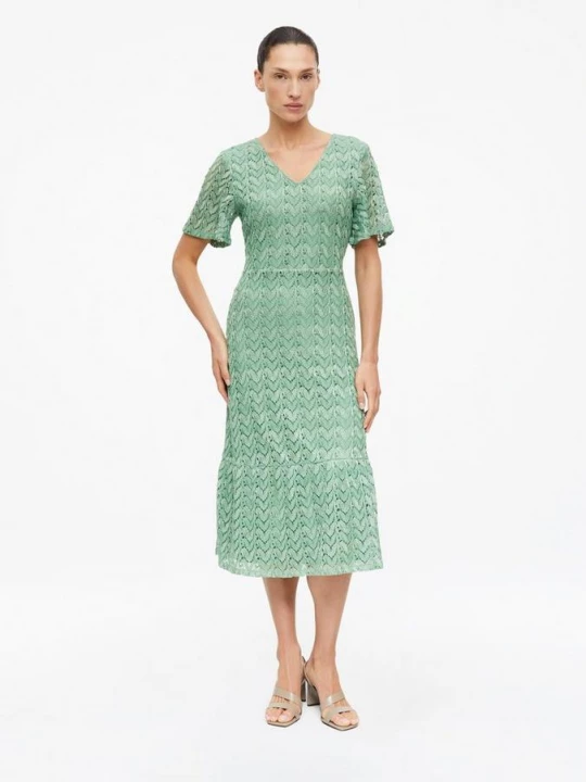 Foto van product Midi-jurk met glittergaren en ajourpatroon s.Oliver groen