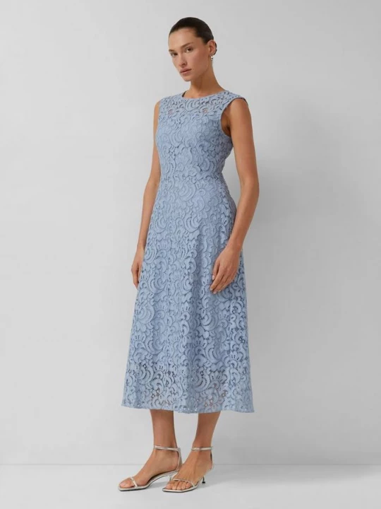 Foto van product Midi-jurk met kanten details en viscose voering s.Oliver blauw