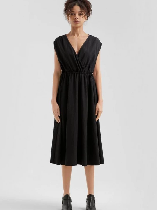 Foto van product Midi-jurk met tailleband met trekkoord QS zwart