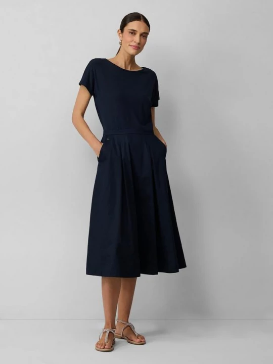 Foto van product Midi-jurk van een materiaalmix met steekzakken s.Oliver blauw