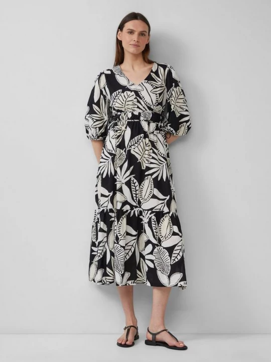Foto van product Midi-jurk van katoen met strikdetails s.Oliver zwart