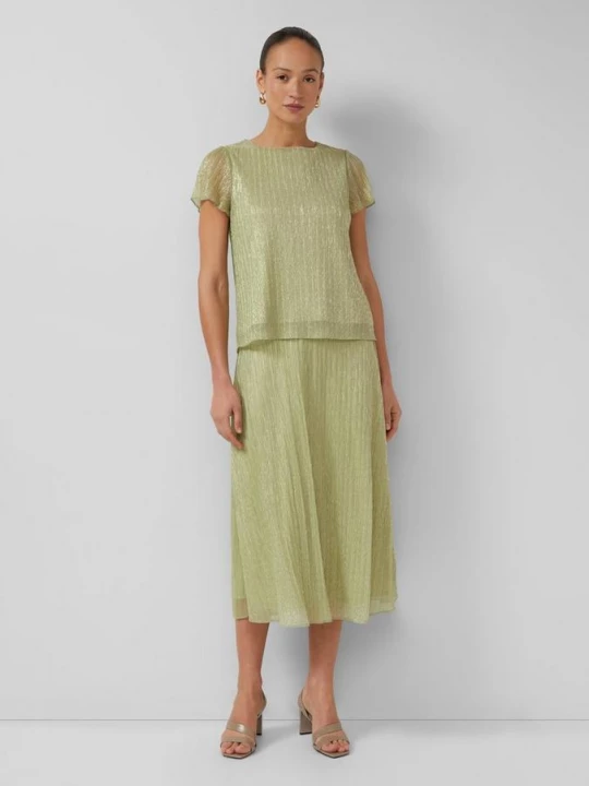 Foto van product Midi-rok van geplooid mesh met metallic garen en jersey voering s.Oliver groen