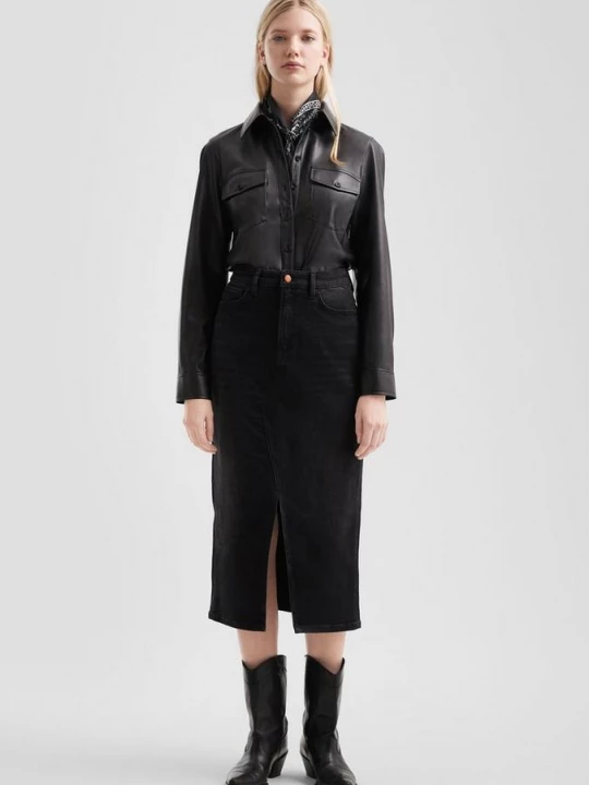 Foto van product Midirok in zwart denim QS