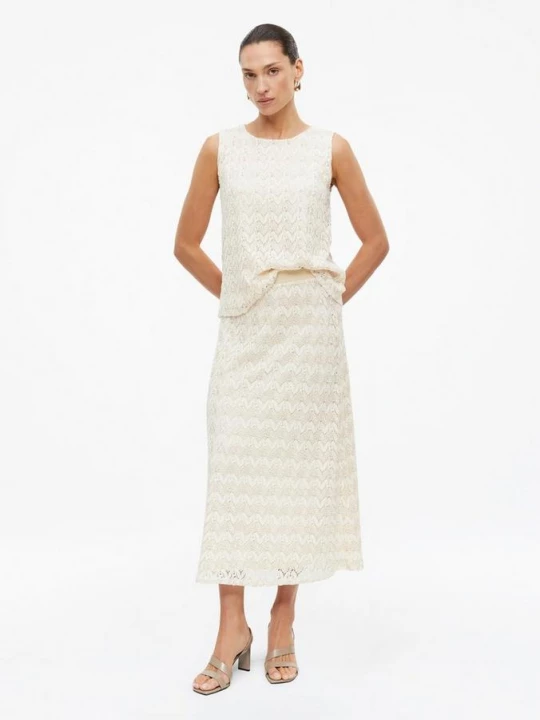 Foto van product Midirok met glittergaren en ajourpatroon s.Oliver crème