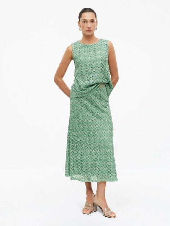 Foto van product Midirok met glittergaren en ajourpatroon s.Oliver groen