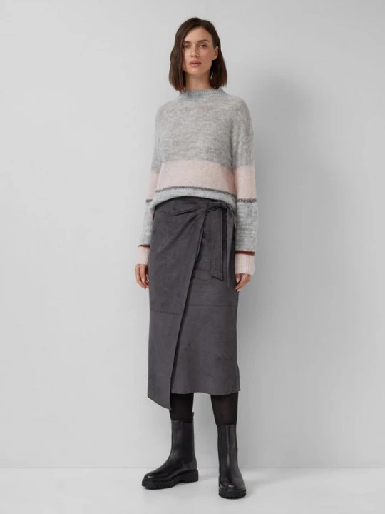 Foto van product Midirok met overslag en suède look s.Oliver grijs