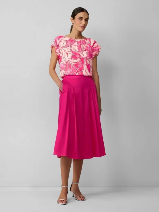 Foto van product Midirok van popeline met elastische band en steekzakken s.Oliver roze