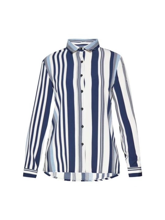 Foto van product MIMO Blouse blauw / donkerblauw / wit