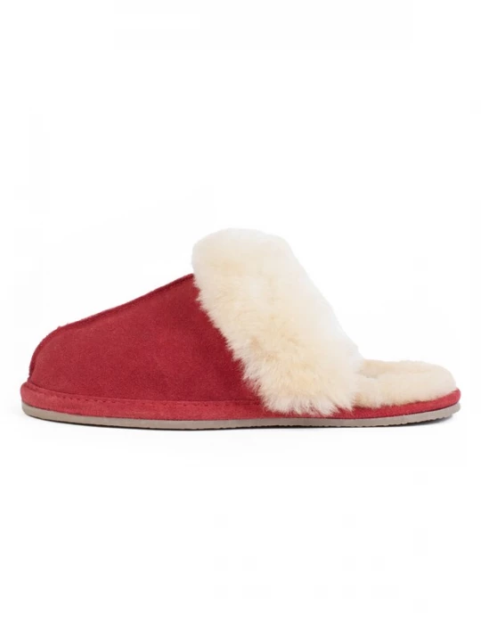Foto van product Minnetonka Huisschoenen 'Sheepskin Slide' beige / rood