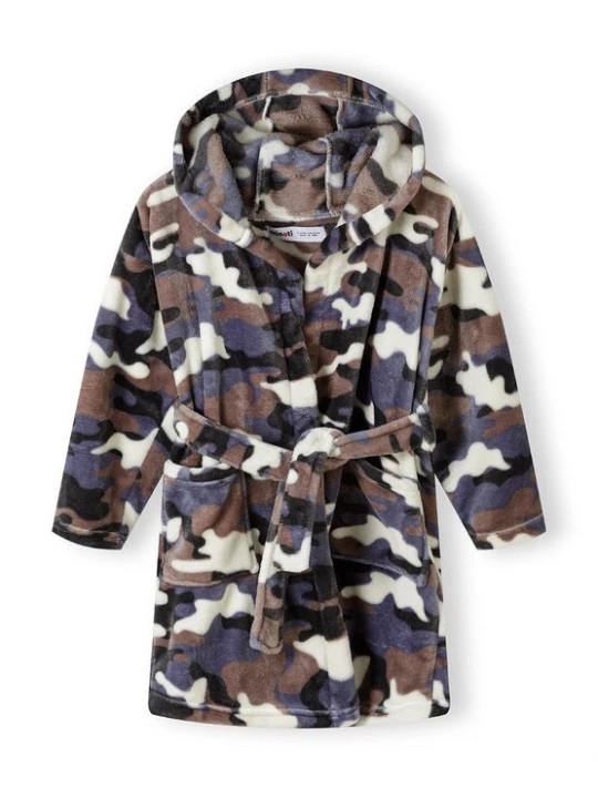 Foto van product MINOTI Badjas blauw / bruin / zwart / wit