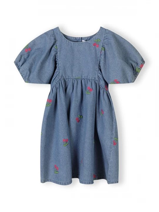 Foto van product MINOTI Jurk blauw denim / groen / rood
