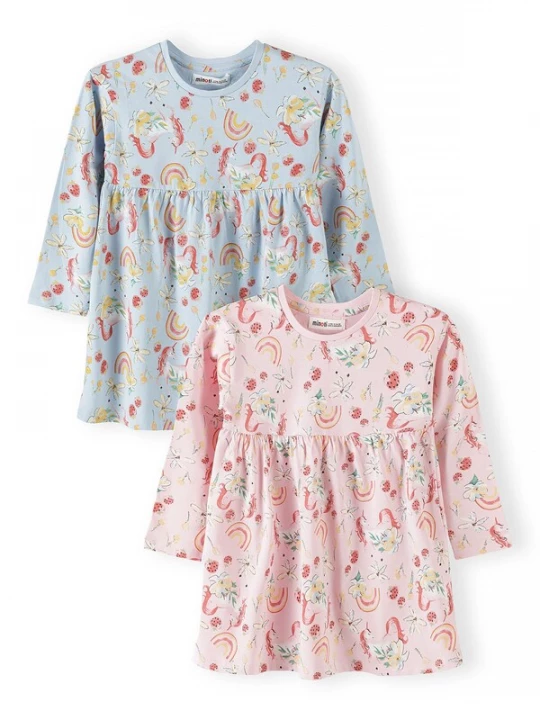 Foto van product MINOTI Jurk pastelblauw / donkergeel / rosa / pitaja roze