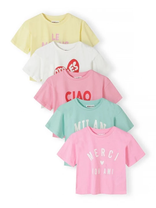 Foto van product MINOTI Shirt geel / pastelgroen / neonroze / rood / wit