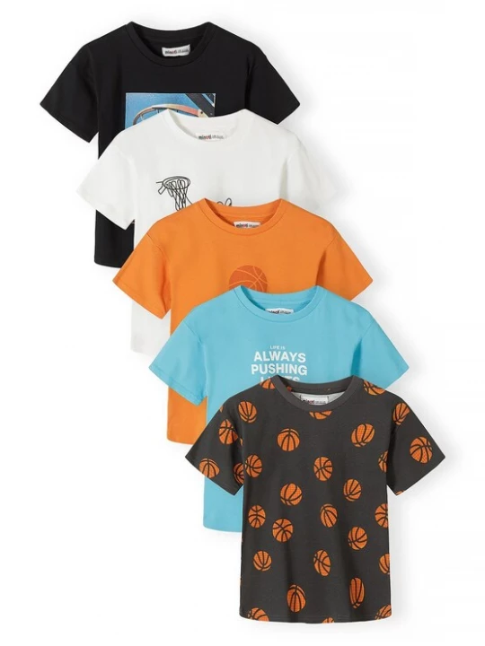 Foto van product MINOTI Shirt lichtblauw / antraciet / donkeroranje / zwart / wit