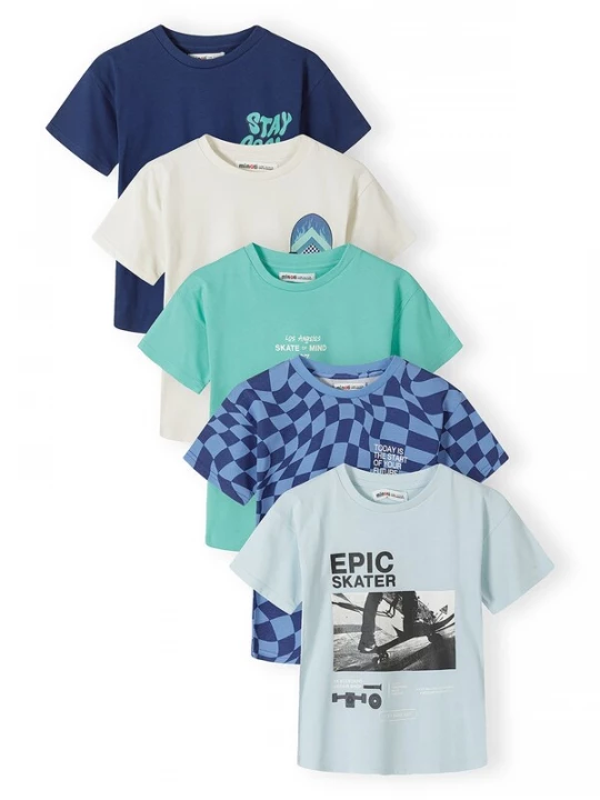 Foto van product MINOTI Shirt navy / lichtblauw / jade groen / wit