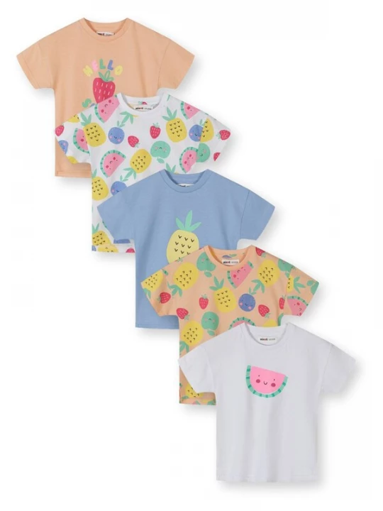 Foto van product MINOTI Shirt opaal / lichtgroen / abrikoos / wit