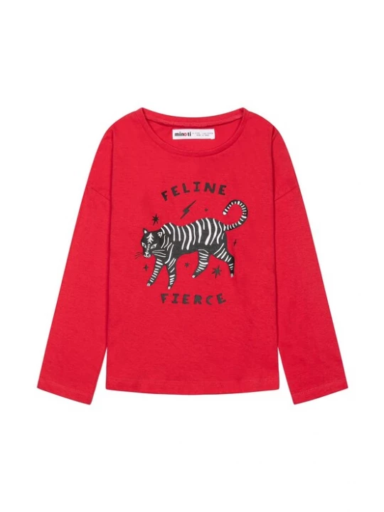 Foto van product MINOTI Shirt vuurrood / zwart / wit