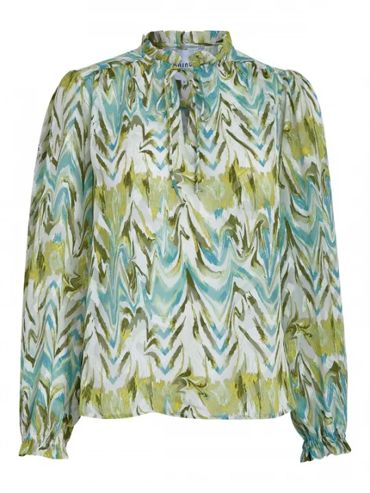 Foto van product minus Blouse 'Valmia' olijfgroen / petrol / donkergroen / wit