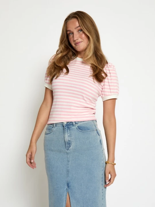 Foto van product minus Shirt 'Johanna' lichtroze / wit