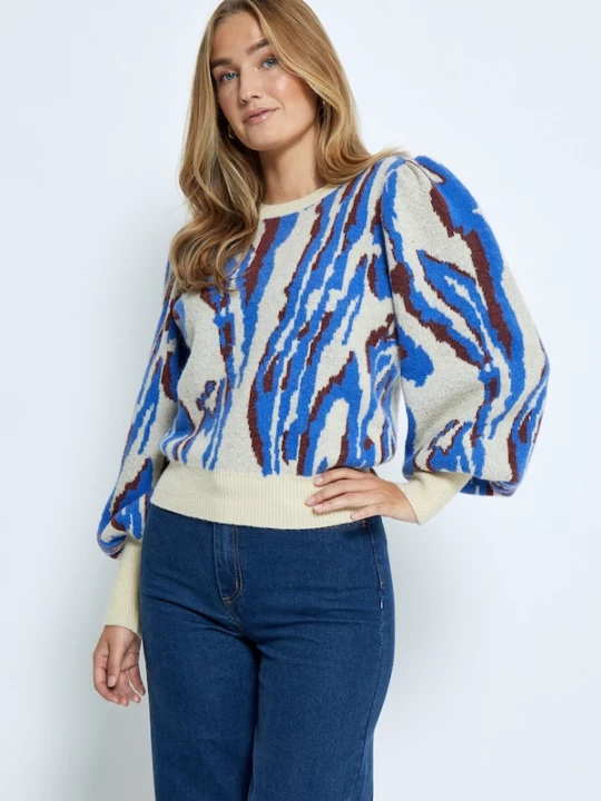 Foto van product minus Trui 'Floria' ecru / blauw / bruin