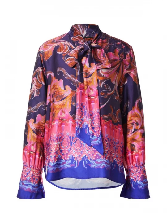 Foto van product miss goodlife Blouse 'Happy Blue' blauw / braam / donkeroranje / pink