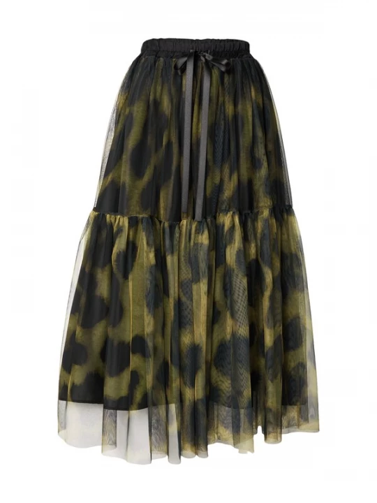 Foto van product miss goodlife Rok 'Nature Flow' navy / olijfgroen / zwart