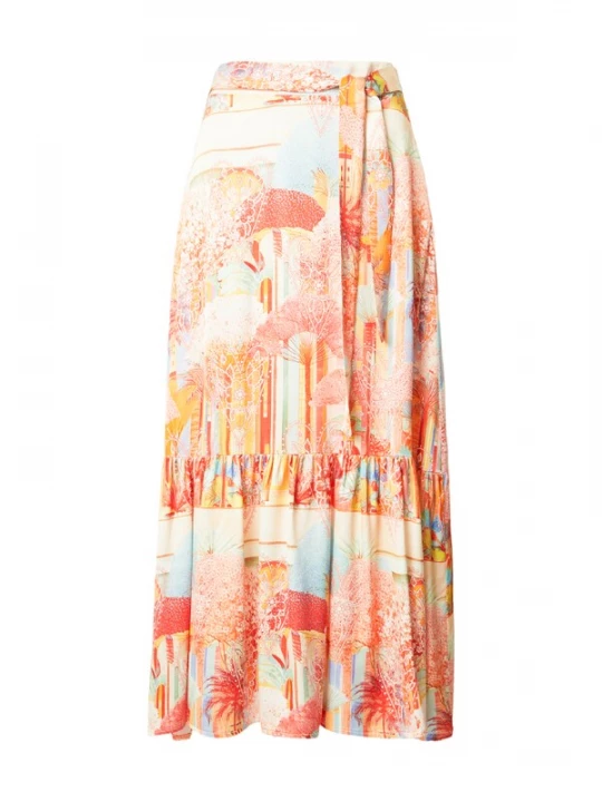 Foto van product miss goodlife Rok 'Paradise Mall' lichtblauw / geel / oranje / abrikoos