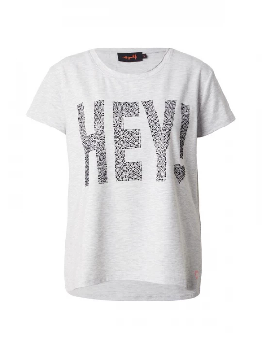 Foto van product miss goodlife Shirt 'HEY!' lichtgrijs / zwart