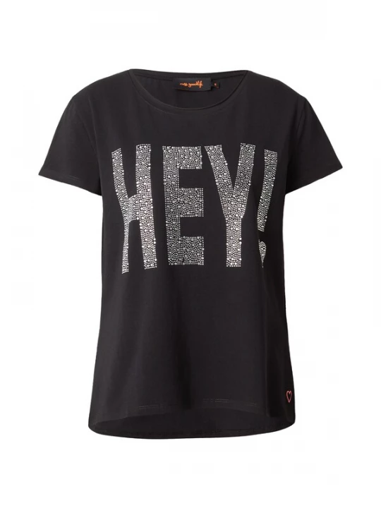 Foto van product miss goodlife Shirt 'HEY!' zwart / wit