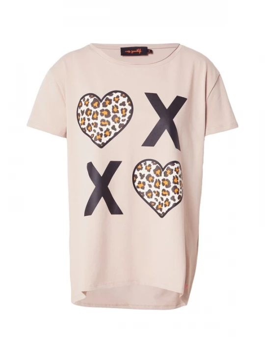 Foto van product miss goodlife Shirt 'XO' beige / pueblo / zwart / wit