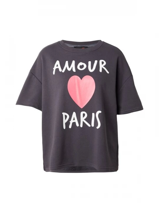 Foto van product miss goodlife Sweatshirt 'Amour Paris' antraciet / knalrood / wit