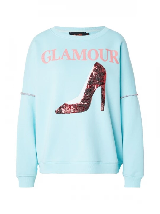 Foto van product miss goodlife Sweatshirt 'Glamour' aqua / abrikoos / donkerrood / wit