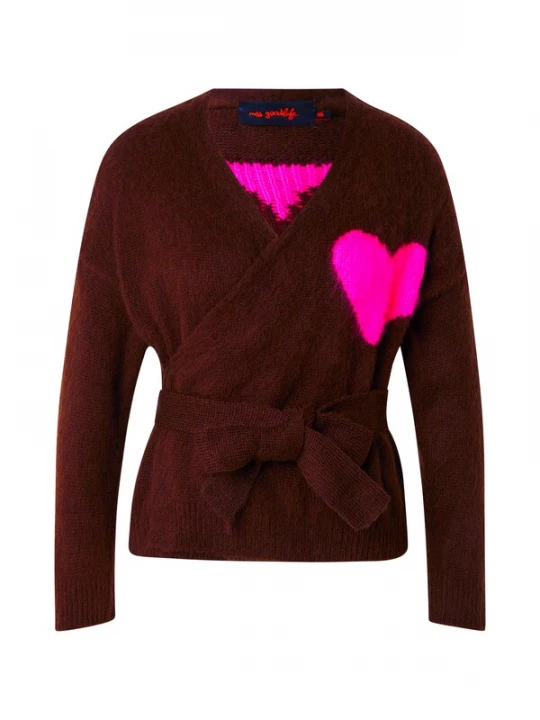 Foto van product miss goodlife Trui 'Hearts' bruin / neonroze