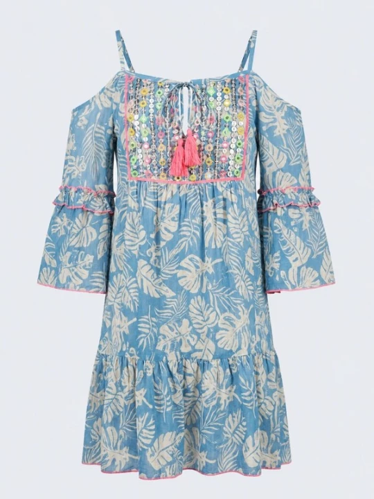 Foto van product Miss June Jurk 'Robe Courte Joe' blauw