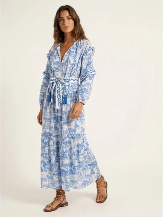 Foto van product Miss June Jurk 'Robe Longue Francesca' blauw