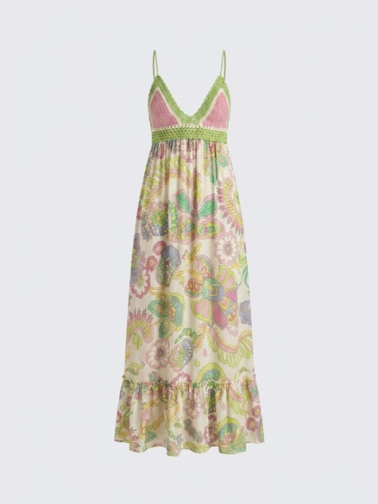 Foto van product Miss June Jurk 'Robe Longue Hortensia' gemengde kleuren