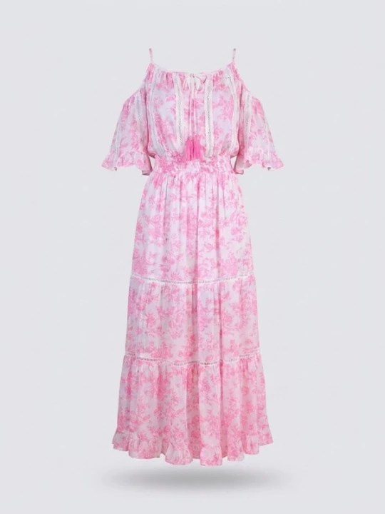 Foto van product Miss June Jurk 'Robe Longue Karena' lichtblauw