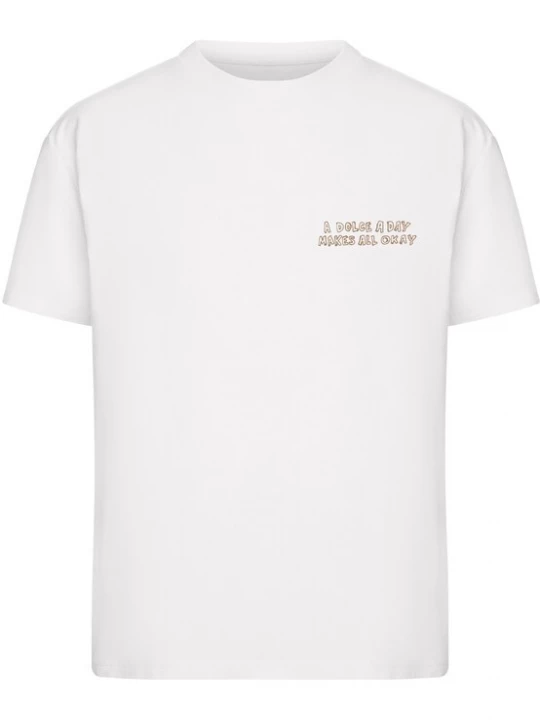 Foto van product Miss Tee Shirt 'A Dolce A Day Makes All Okay' ombergrijs / wit