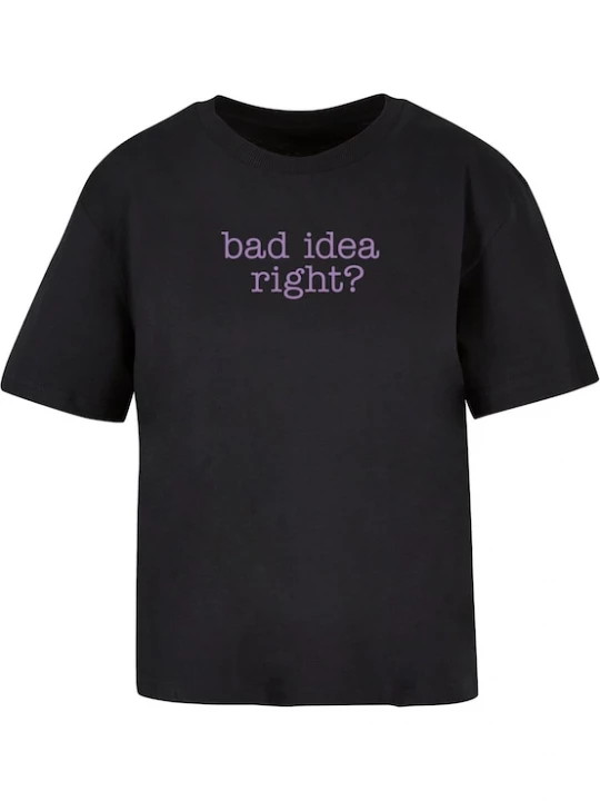 Foto van product Miss Tee Shirt 'Bad Idea' lila / zwart