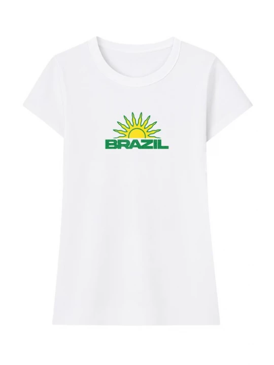 Foto van product Miss Tee Shirt 'Brazil Vibes' geel / grasgroen / wit