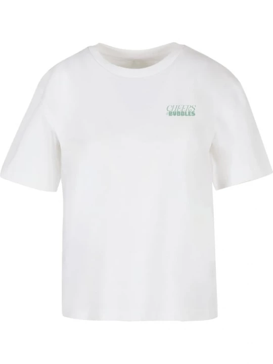 Foto van product Miss Tee Shirt 'Cheers And Bubbles' grasgroen / zalm roze / wit