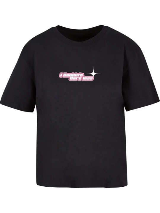 Foto van product Miss Tee Shirt 'Couldn't Care Less' grijs / eosine / zwart / wit