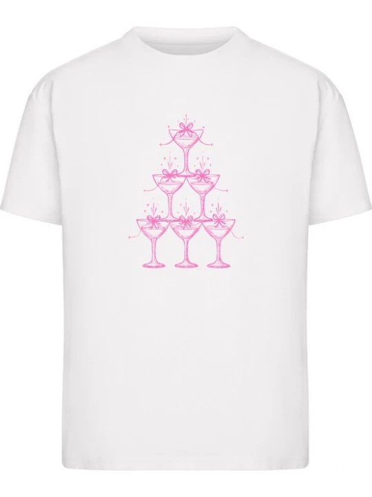 Foto van product Miss Tee Shirt 'Cozy Drinks' neonroze / wit