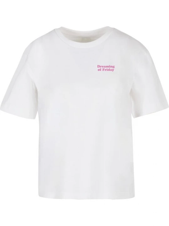 Foto van product Miss Tee Shirt 'Dreaming Of Friday' pink / wit