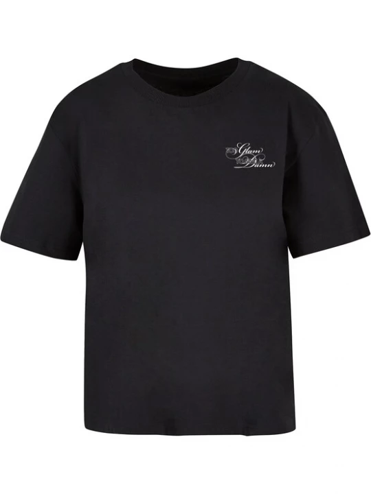Foto van product Miss Tee Shirt 'Give A Damn' taupe / rosé / zwart / wit