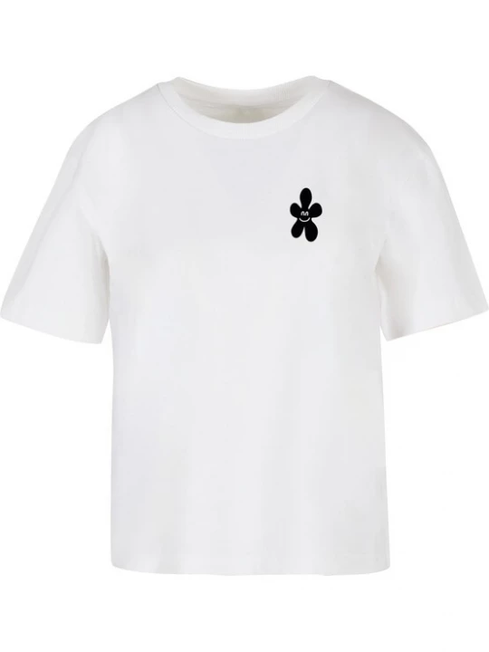 Foto van product Miss Tee Shirt 'Good Karma Happy Flower' zwart / wit