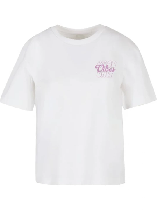 Foto van product Miss Tee Shirt 'Good Vibes' eosine / wit